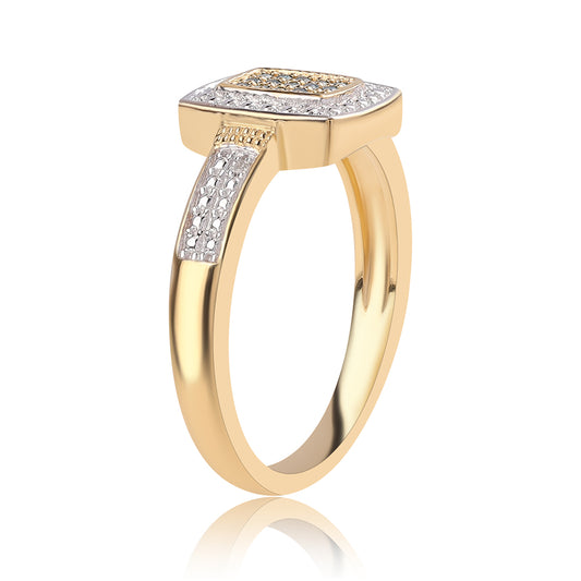 Kullattu hopeaSormus Sinisellä Timantilla ja Valkoisella Topaasilla