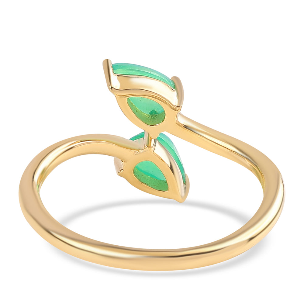 Kullattu hopeaSormus Lega Dembin Vihreällä Etiopian Opaalilla