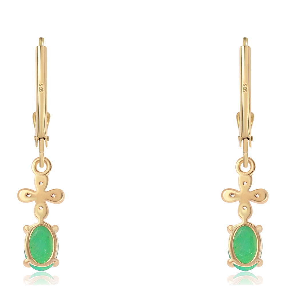 Kullatut hopeat Korvakorut Lega Dembin Vihreällä Etiopian Opaalilla ja Valkoisella Topaasilla