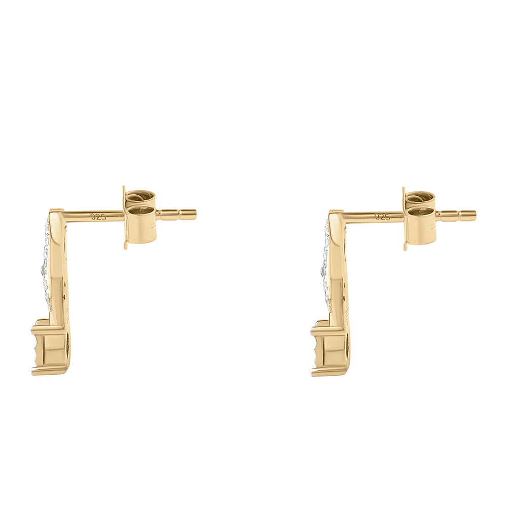 Kullatut hopeat Korvakorut Sinisellä Timantilla ja Valkoisella Timantilla 3