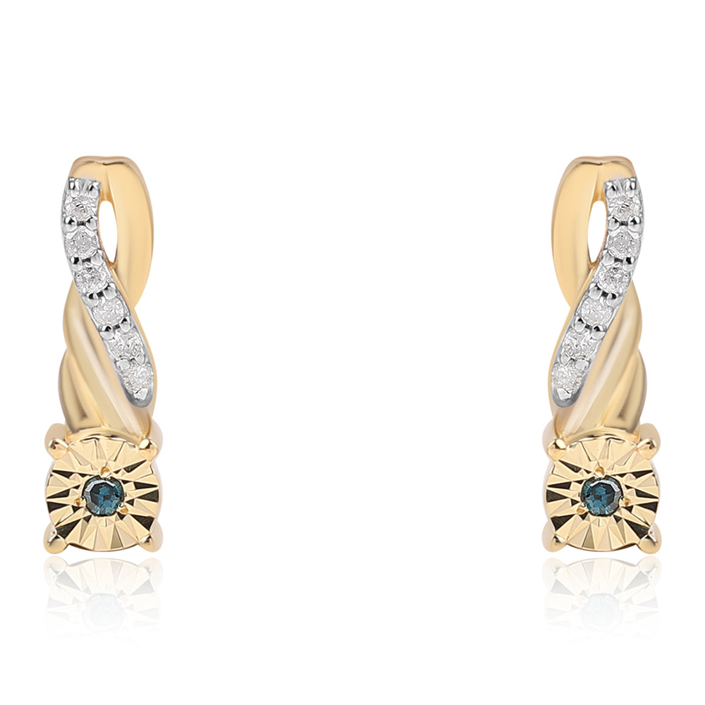 Kullatut hopeat Korvakorut Sinisellä Timantilla ja Valkoisella Timantilla 1