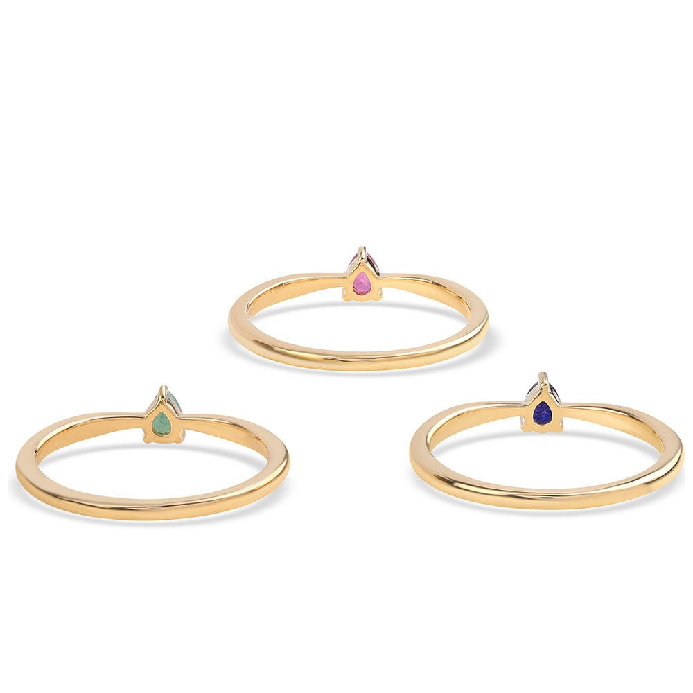 Kullattu hopeaSetti Thairubiinilla ja Brasilian Smaragdilla ( Sormus )