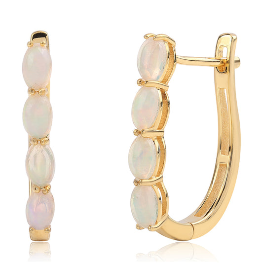 Kullatut hopeat Korvakorut Etiopialaisella Lega Dembi Opaalilla