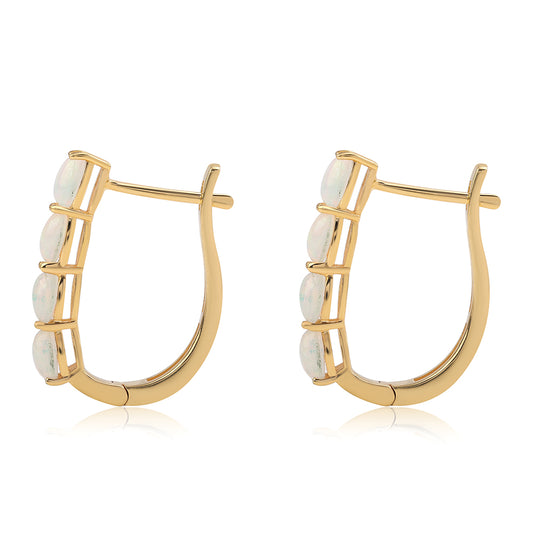 Kullatut hopeat Korvakorut Etiopialaisella Lega Dembi Opaalilla