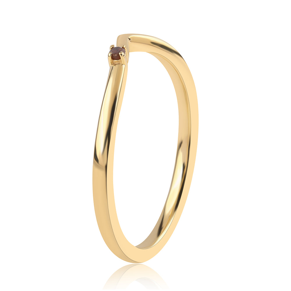 Kullattu hopeaSormus Punaisella Timantilla