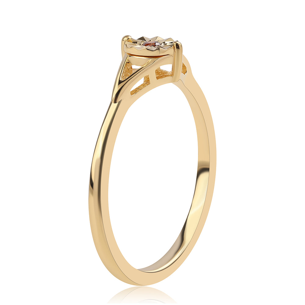 Kullattu hopeaSormus Punaisella Timantilla