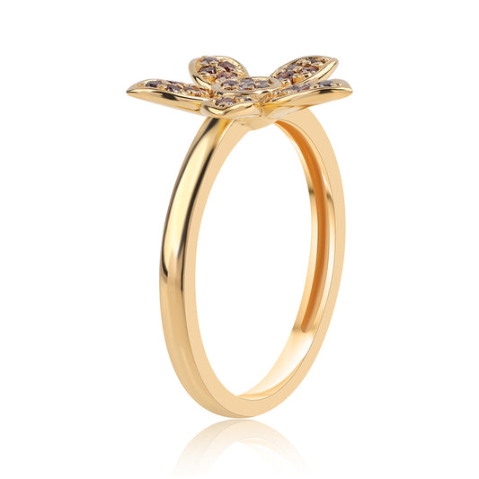 Kullattu hopeaSormus Punaisella Timantilla