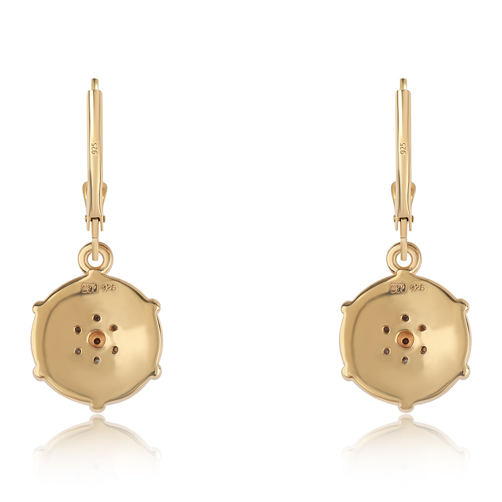 Kullatut hopeat Korvakorut Punaisella Timantilla ja Valkoisella Timantilla