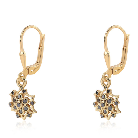 Kullatut hopeat Korvakorut Mustalla Timantilla