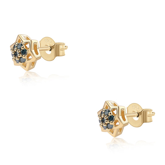 Kullatut hopeat Korvakorut SinisellÀ Timantilla