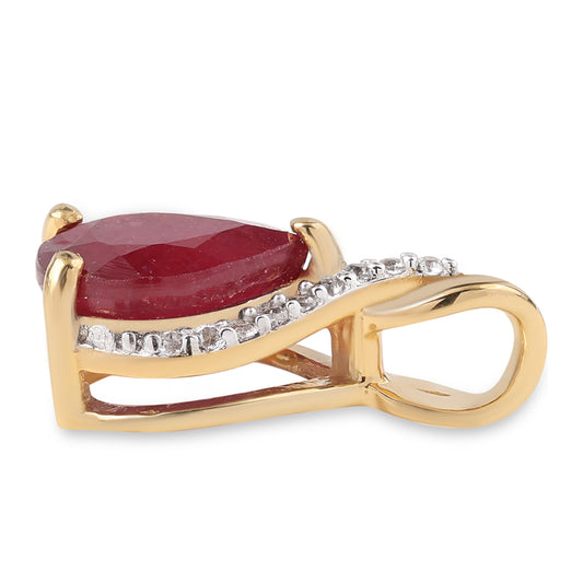 Kullattu hopeaRiipus Mosambikin Rubiinilla ja Valkoisella Topaasilla