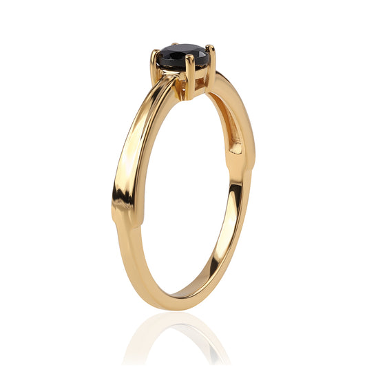 Kullattu hopeaSormus Mustalla SpinellillÀ