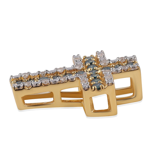 Kullattu hopeaRiipus SinisellÀ Timantilla ja Valkoisella Timantilla