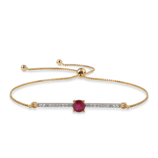 Kullattu hopeaRannekoru Mosambikin Rubiinilla ja Valkoisella Topaasilla