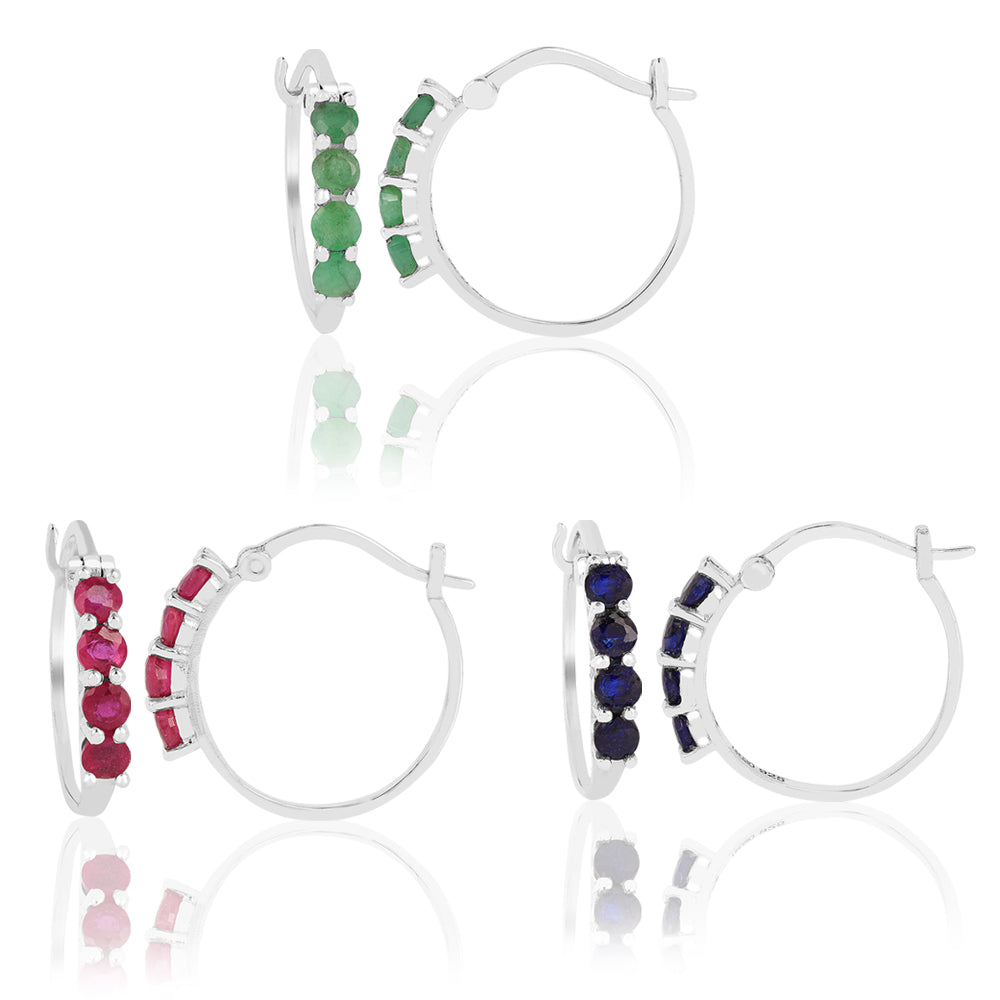 HopeaSetti Thairubiinilla ja Brasilian Smaragdilla ( Korvakorut )