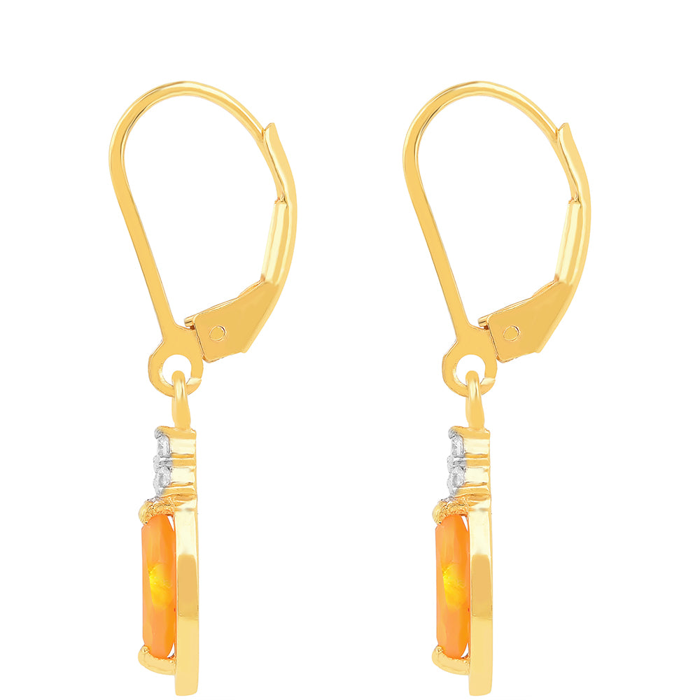 Kullatut hopeat Korvakorut Tuliopaalilla ja Valkoisella Zirkonilla