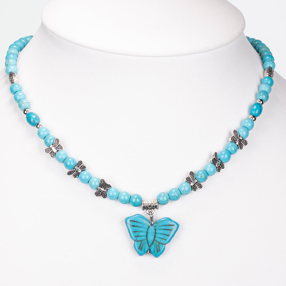 Kullattu TeräsSetti Turkoosilla ( Kaulakoru+Rannekoru )