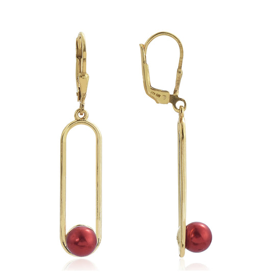 Kullatut hopeat Korvakorut Punainen makeanveden helmellÀ