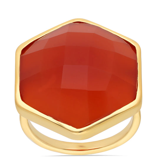 Kullattu hopeasormus Punaisella Onyksilla