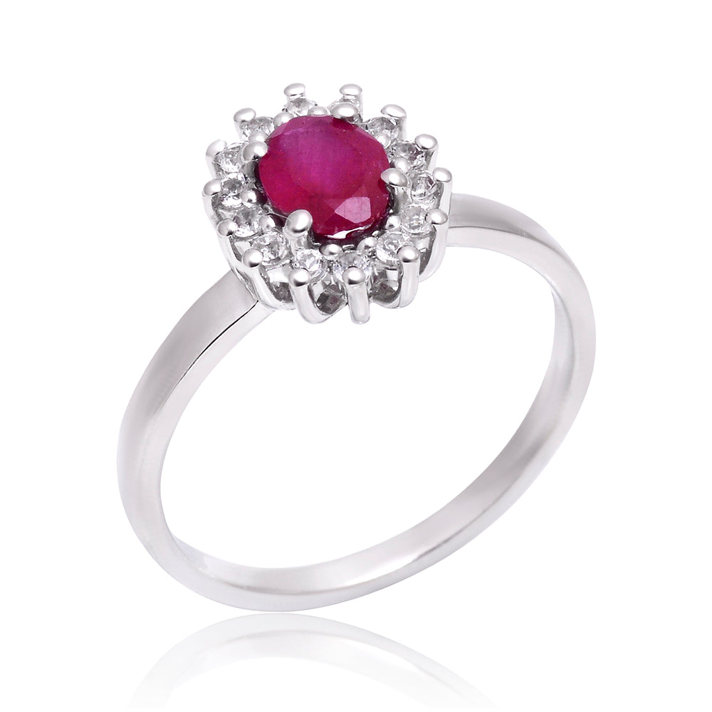 HopeaSormus Malagassin Rubiinilla ja Valkoisella Topaasilla