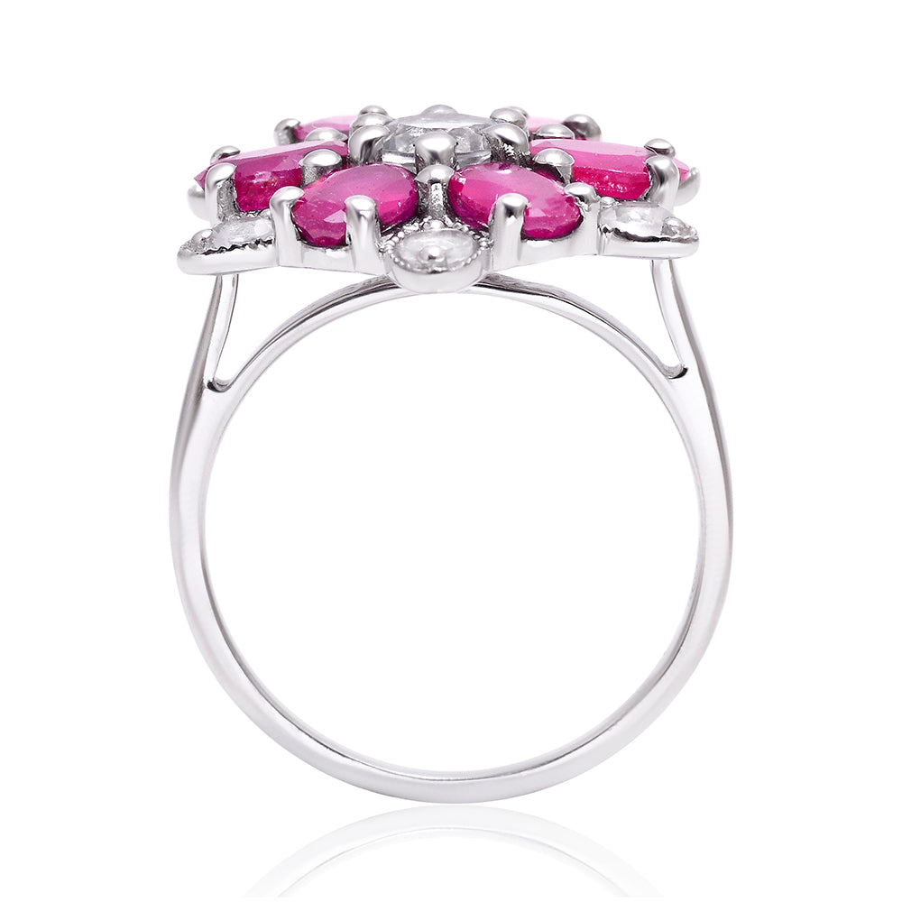 HopeaSormus Malagassin Rubiinilla ja Valkoisella Topaasilla