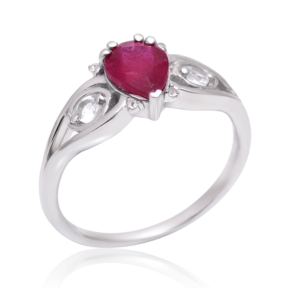 HopeaSormus Malagassin Rubiinilla ja Valkoisella Topaasilla