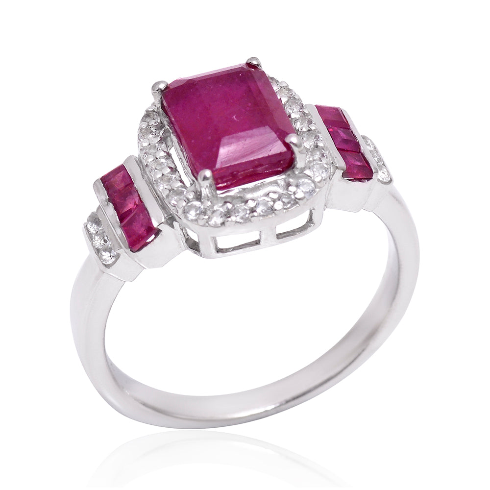 HopeaSormus Malagassin Rubiinilla ja Valkoisella Topaasilla