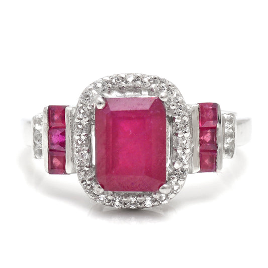 HopeaSormus Malagassin Rubiinilla ja Valkoisella Topaasilla