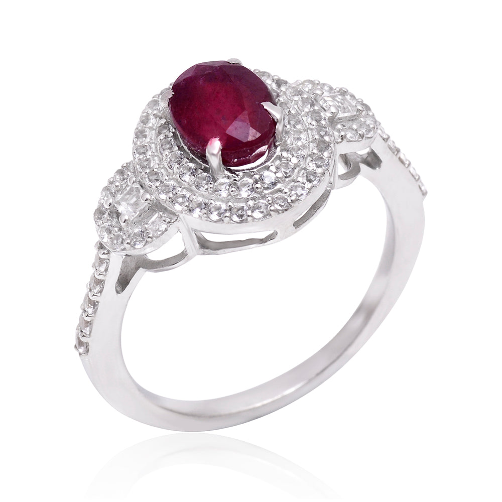 HopeaSormus Malagassin Rubiinilla ja Valkoisella Topaasilla