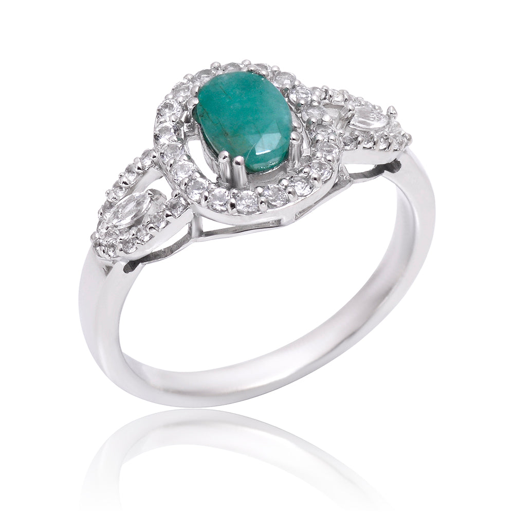 HopeaSormus Brasilian Smaragdilla ja Valkoisella Topaasilla