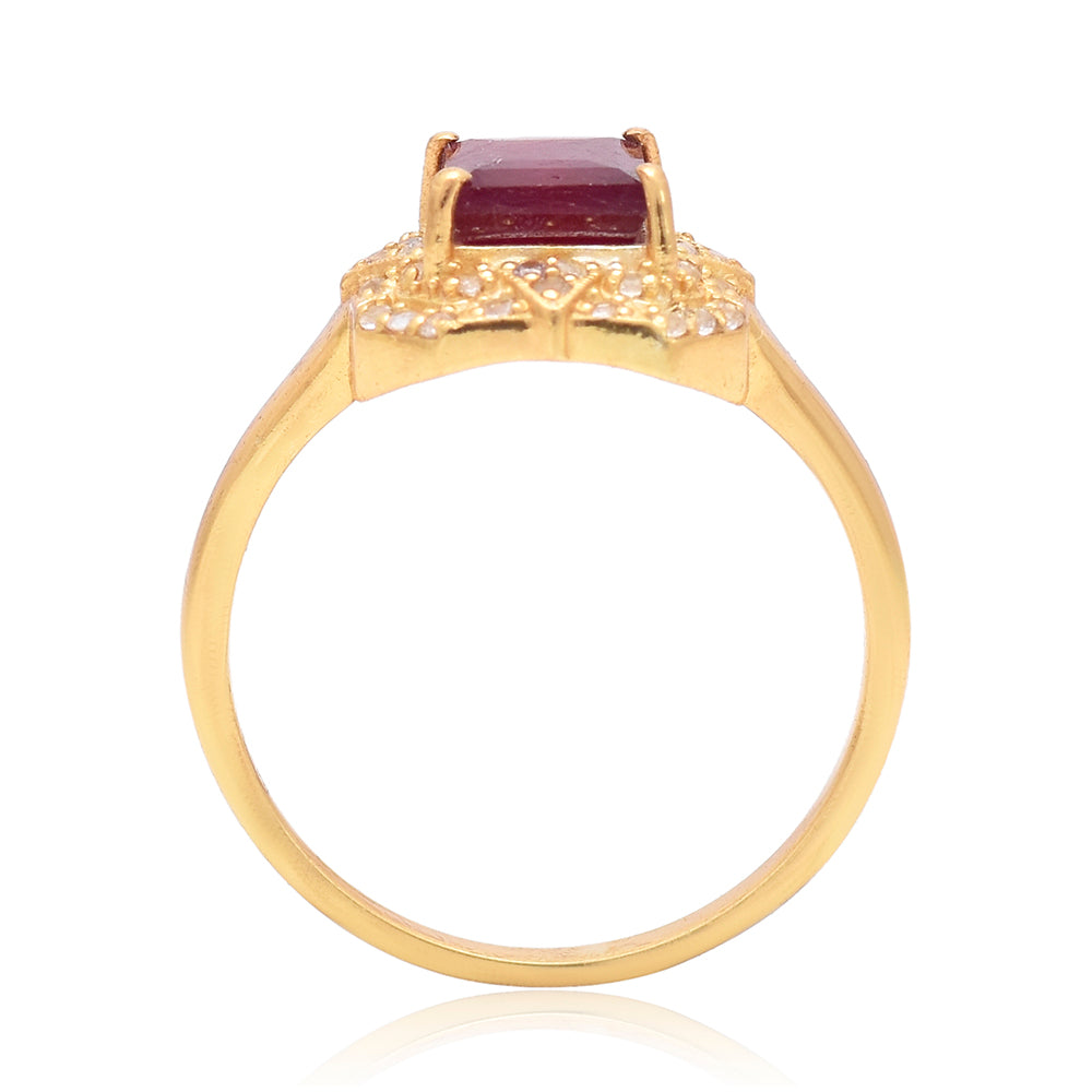 Kullattu hopeaSormus Malagassin Rubiinilla ja Valkoisella Topaasilla