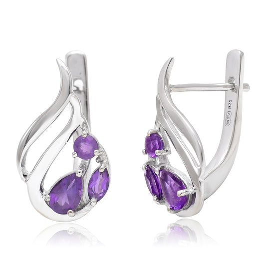 Kullatut hopeat Korvakorut Marokon Ametistilla