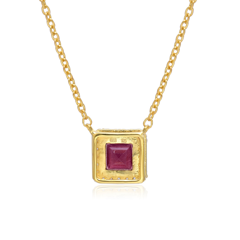 Kullattu hopeaKaulakoru Malagassin Rubiinilla ja Valkoisella Topaasilla