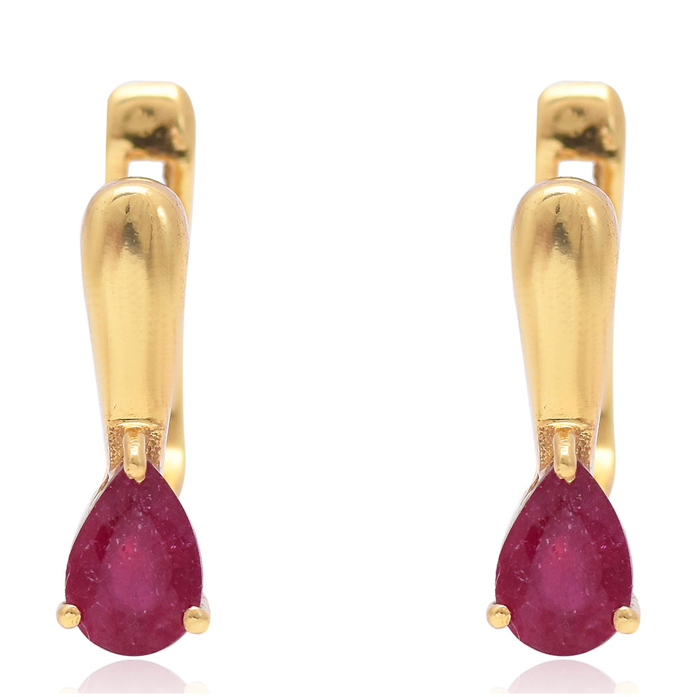 Kullatut hopeat Korvakorut Malagassin Rubiinilla