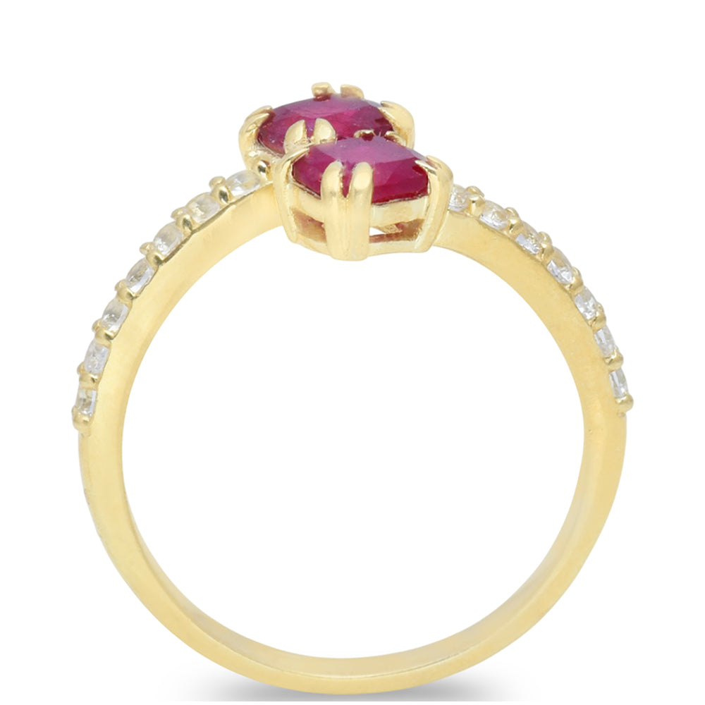 Kullattu hopeaSormus Malagassin Rubiinilla ja Valkoisella Topaasilla