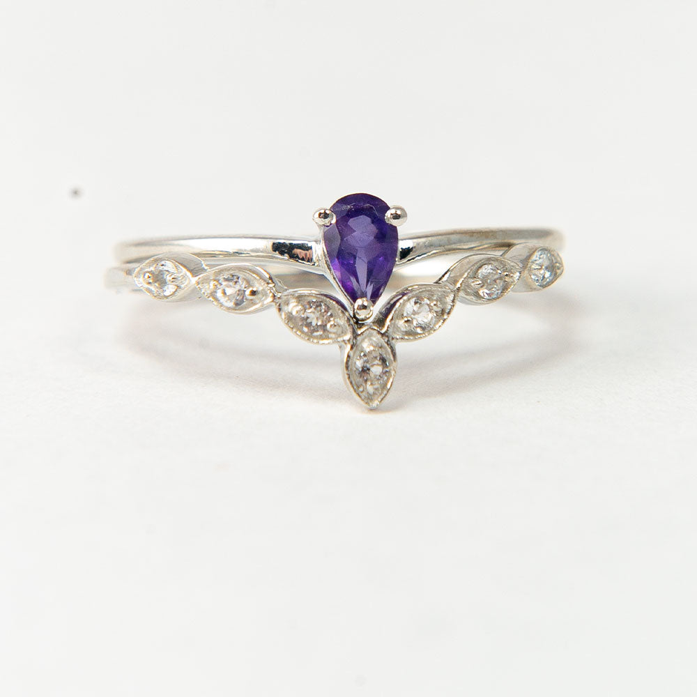 HopeaSetti Marokon Ametistilla ja Valkoisella Topaasilla ( Sormus )