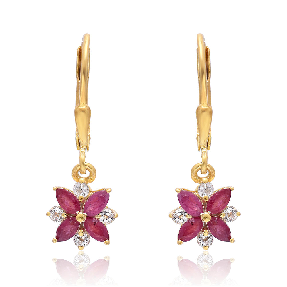 Kullatut hopeat Korvakorut Malagassin Rubiinilla ja Valkoisella Topaasilla