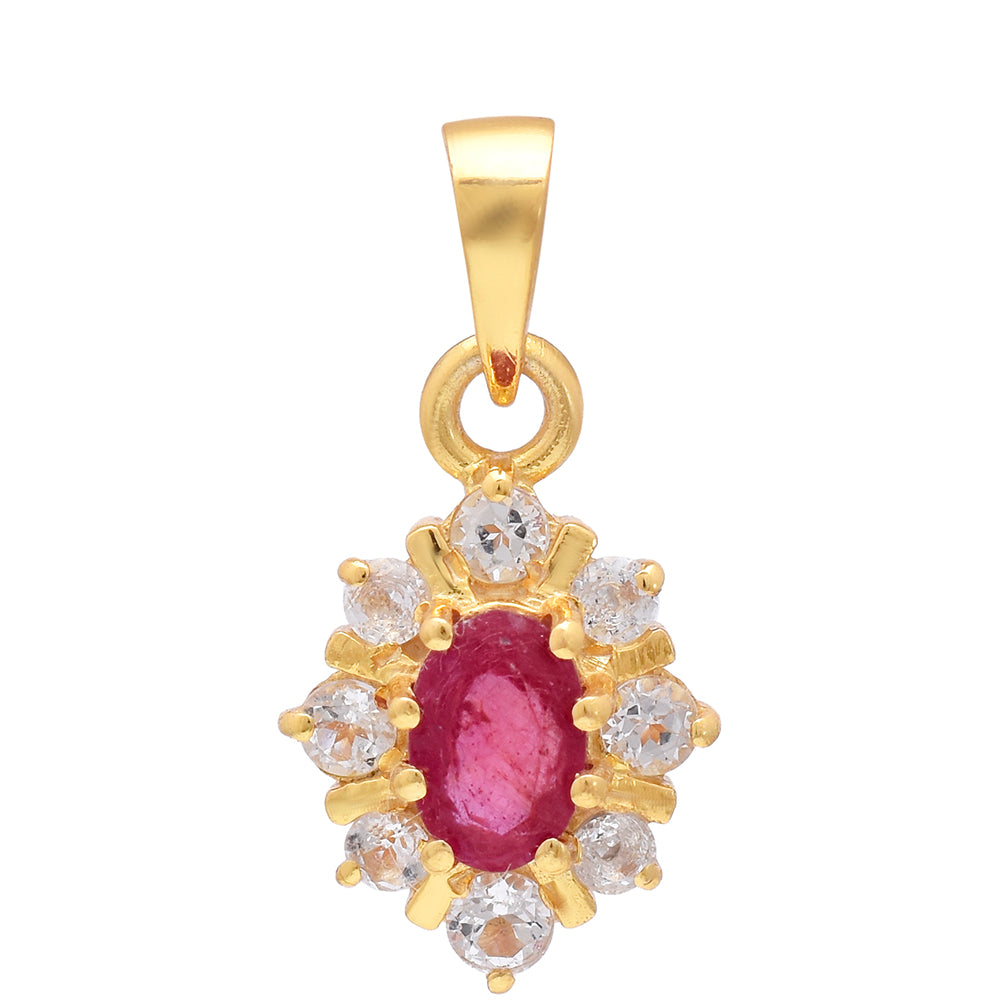 Kullattu hopeaRiipus Malagassin Rubiinilla ja Valkoisella Topaasilla