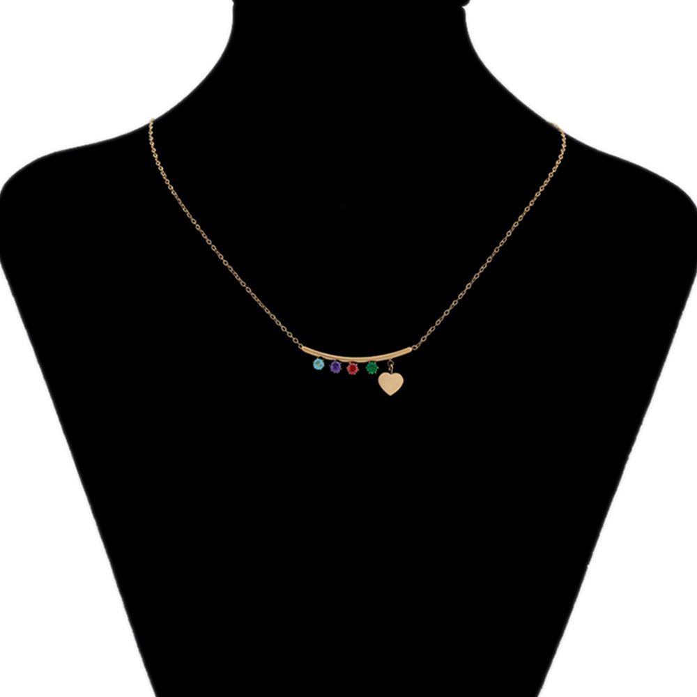 Kullattu TeräsKaulakoru Punaisella Emporia® Kristallilla ja Vihreällä Emporia® Kristallilla