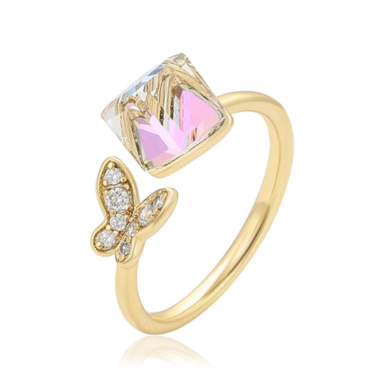 Kullattu TerÀsSormus Valkoisella EmporiaŸ Kristallilla