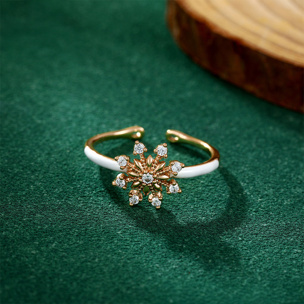 Kullattu TeräsSormus Valkoisella Emporia® Kristallilla ja Emaloidulla