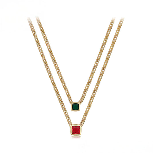 Kullattu TerÀsKaulakoru Punaisella EmporiaŸ Kristallilla ja VihreÀllÀ EmporiaŸ Kristallilla