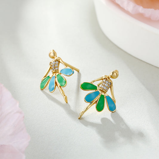 Kullattu TerÀsKorvakorut Emaloidulla ja Valkoisella EmporiaŸ Kristallilla