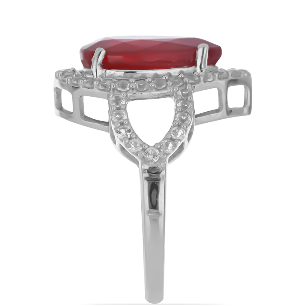 HopeaSormus Malagassin Rubiinilla ja Valkoisella Topaasilla