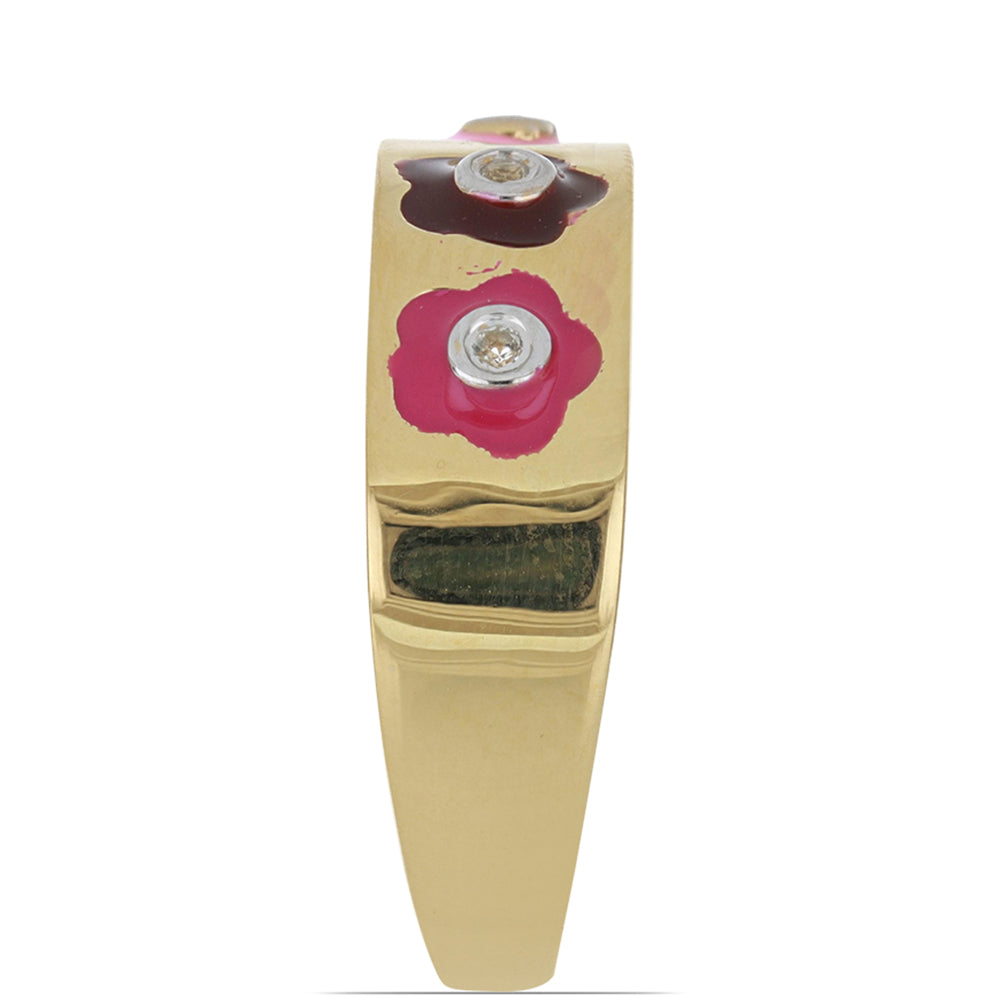 Kullattu hopeaSormus Emaloidulla ja Valkoisella Topaasilla