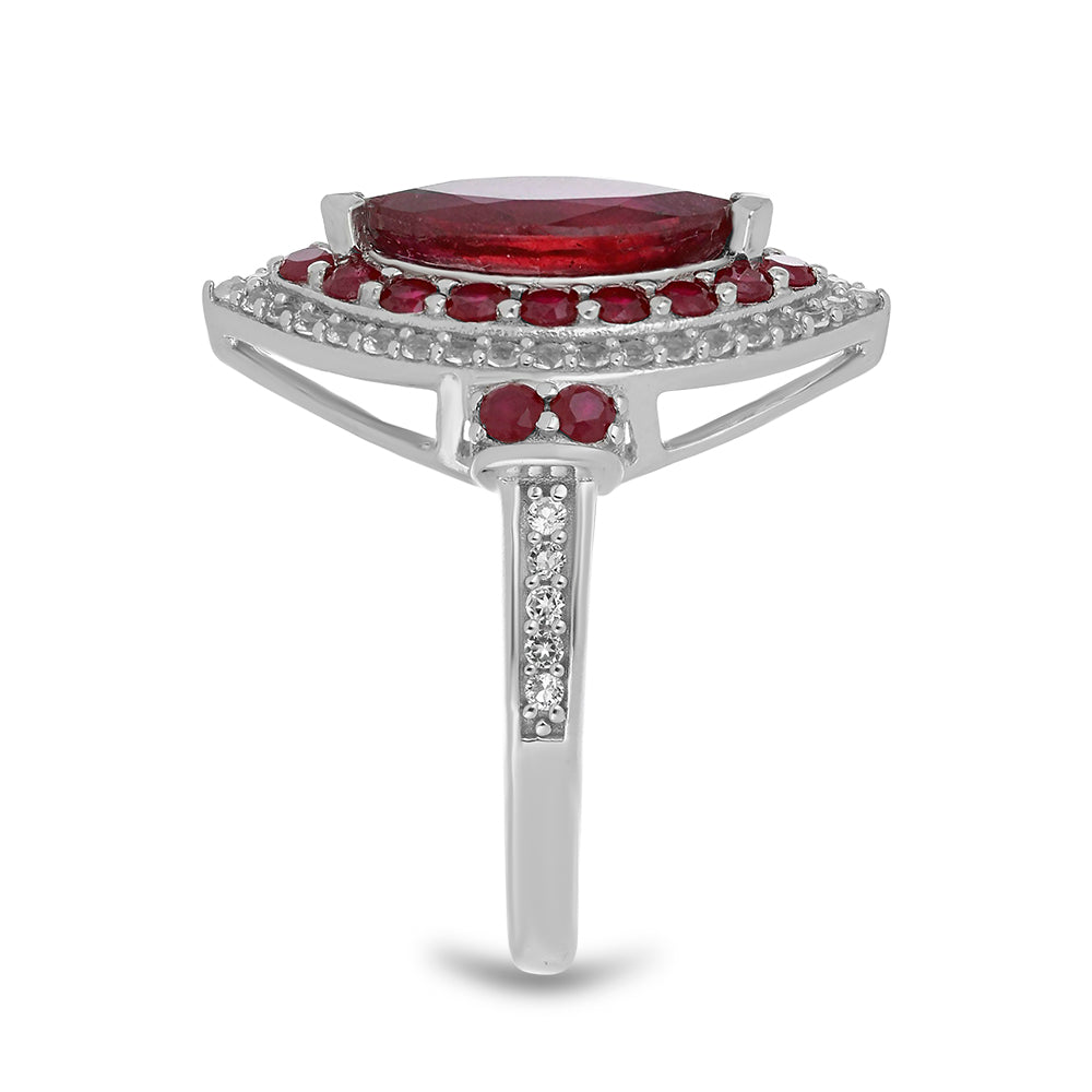 HopeaSormus Malagassin Rubiinilla ja Valkoisella Topaasilla