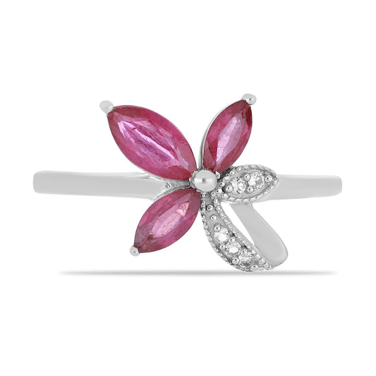 HopeaSormus Malagassin Rubiinilla ja Valkoisella Topaasilla