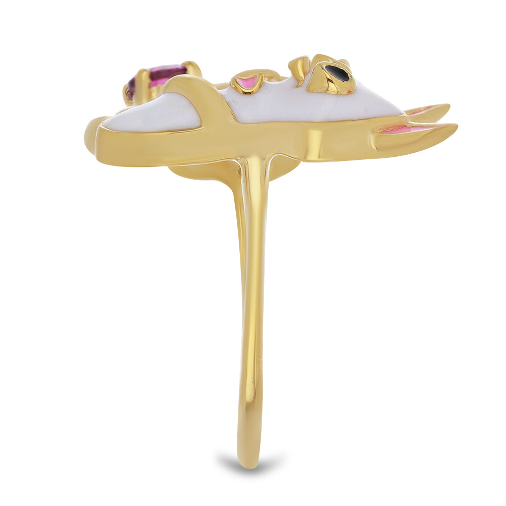 Kullattu hopeaSormus Emaloidulla ja Barton Granaatilla