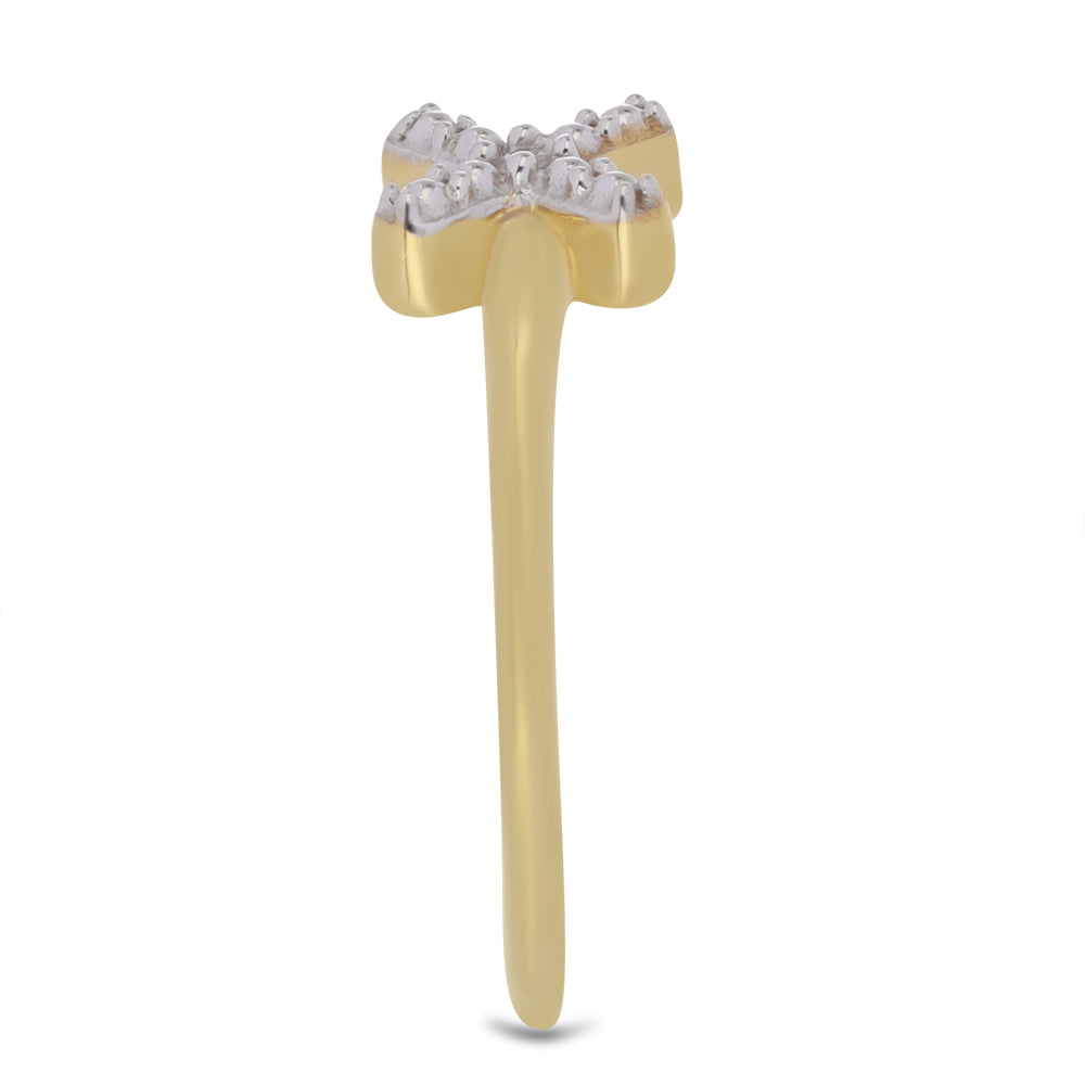 Kullattu hopeaSormus Valkoisella Timantilla