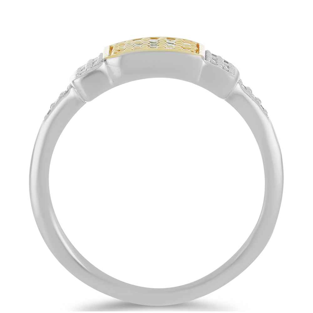 Kullattu hopeaSormus Keltaisella Timantilla ja Valkoisella Timantilla 2